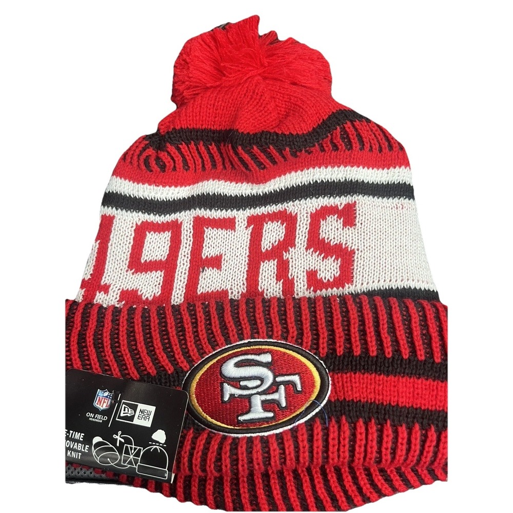 San Francisco 49ers Niners Knit Winter Hat Beanie New Era Cap Pom FLEECE NWT